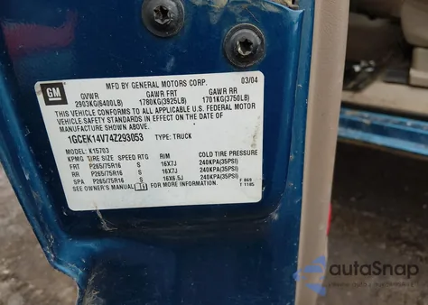 2004 Chevrolet Silverado 1500 Z71 z USA, uszkodzony, nr VIN 1GCEK14V74Z293053